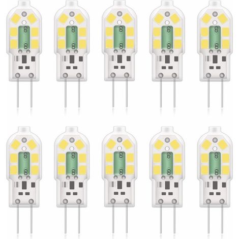 G4 2W LED Ampoule, 20W Ampoules Halogènes équivalentes, Blanc froid 6000k,200Lm,12x SMD,12V AC/DC-Pack de 10 [Classe énergétique A+] (1/5)