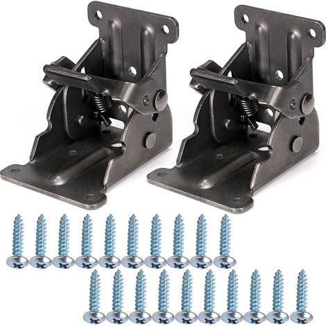 4 Pcs Charnière pliante autobloquante 90, support pliable, verrouillage extension table support d'étagère pliable en tôle d'acier pour table de travail (1/5)