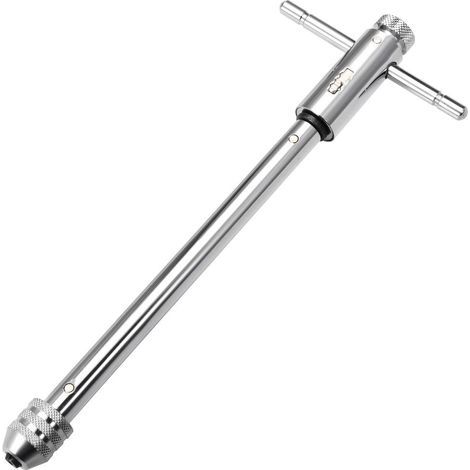 Tourne à Gauche Porte Taraud Réglable Rochet Robinet Clé-Poignée pour Métrique M3-M8 Robinet Fraise Clé à Cliquet Taraudage 250mm (9.84-pouce) Corps (1/4)