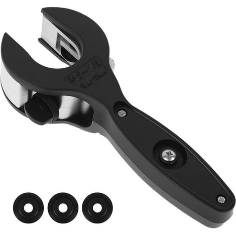 Coupe-tubes à cliquet réglable de 5/16 à 1-1/8 pouce pour cuivre, quasi-compact, 3 lames de rechange pour PVC (1/5)