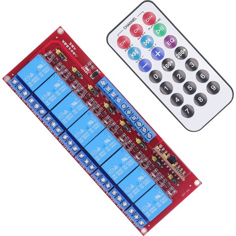 Relais récepteur universel infrarouge 10A, interrupteur de commande à distance sécurisé 8 voies pour moteur, lumière, porte, contrôleur sans fil DIY 24V. (1/5)