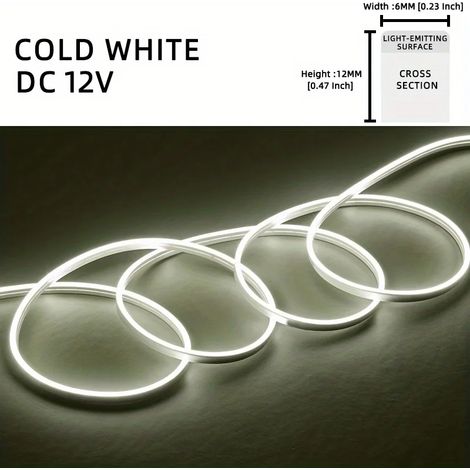 Bande lumineuse LED flexible en silicone néon (blanche), étanche pour extérieur