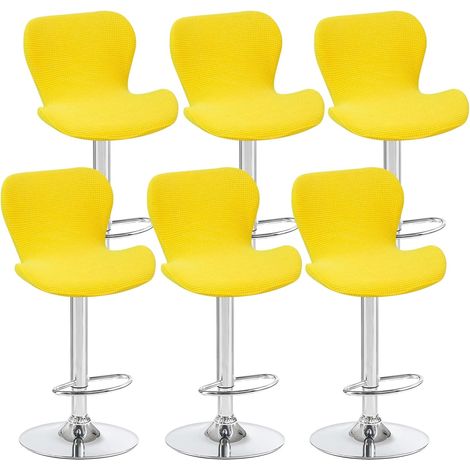 Lot de 6 housses de tabouret pivotant incurvées jaunes, 40 x 30 x 30 cm, housses de chaise de bar à dossier bas, adaptées aux comptoirs/cuisines (1/5)