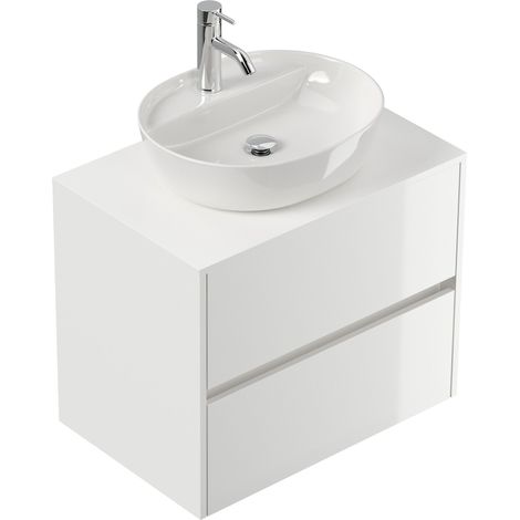 Badmöbel Taifun 70cm mit ovalem Aufsatzwaschbecken weiß Hgl