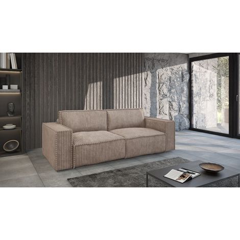 Sofa 3-Sitzer mit Schlaffunktion VAJANA Stoff Tilia Beige (1/5)