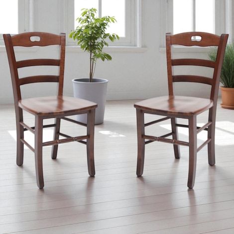Sedia da cucina con seduta legno LOIRE Noce SET 2 PZ (1/5)