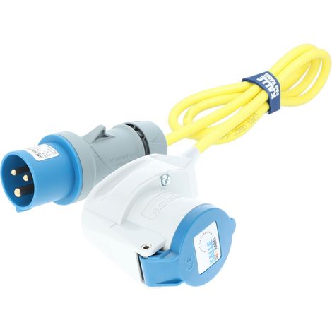 Kalle Verlängerungskabel CEE 230V 16A 2,5mm² Winkel Kompakt Extreme Signal Gelb IP44 1,5 Meter
