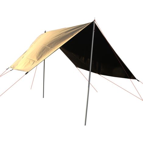 Bâche de camping en toile polyester et métal, imperméable et multifonctionnelle, idéale pour la randonnée et le trekking. (1/5)