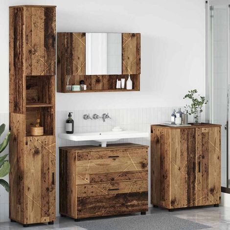 vidaXL Juego de muebles de baño con cajón 4 pcs Madera Vieja (1/5)
