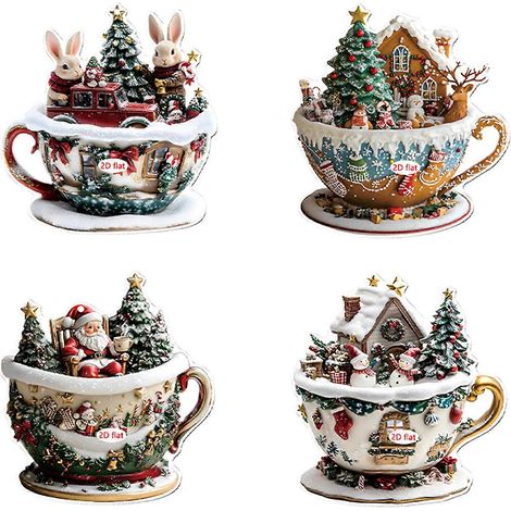4er-Set bruchsichere Acryl-Weihnachtsbaumkugeln zum Aufhängen mit verschiedenen Designs, mehrfarbig (1/5)