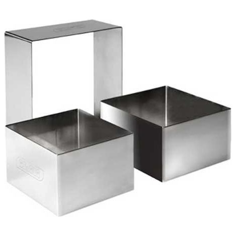 Ibili Molde cuadrado de acero inoxidable plateado 6x6x4.5 cm
