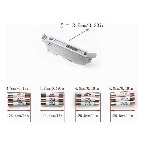 Porte Fusible Rail DIN , Borne Fusible AC avec Fusibles (1/3)
