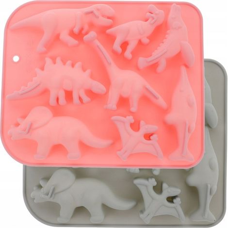 Einteilige Silikonform in Dinosaurierform, farbenfroh und geeignet für Eiscreme und Desserts.