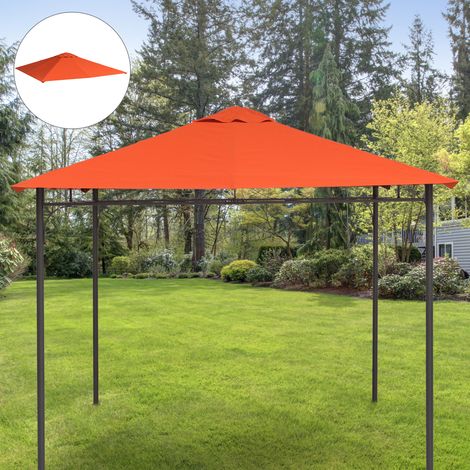Tetto Di Ricambio 3x3m Arancione per Gazebo da Giardino in Poliestere con Fori di Ventilazione