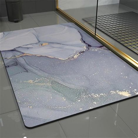 Alfombrilla de baño de secado rápido - antideslizante - específica para baño - superabsorbente - 40x60 cm - estampado mármol dorado (1/5)