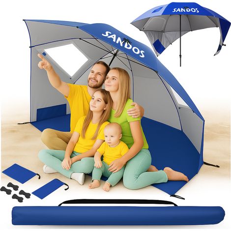 Tienda de playa plegable con sombrilla y protección UV para pesca, con suelo, tamaño XXL
