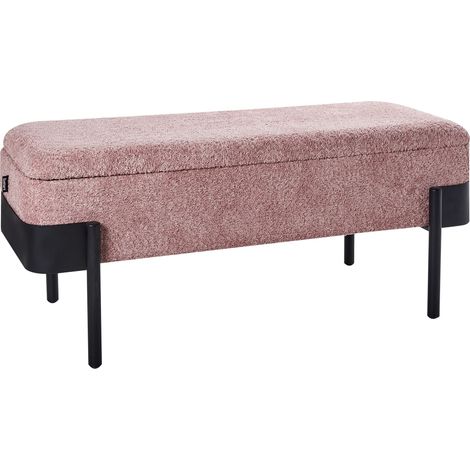 Panca da camera da letto con contenitore Cottage Rivestimento in tessuto poliestere Gambe nere Rosa Warren