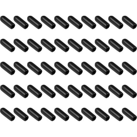 200 x Rubber End Caps Round ID 0.3 cm Black (1/4)