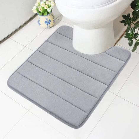 FENOPLASTICATapis de salle de bain en mousse à mémoire de forme (gris), 50x60 cm, design antidérapant, doux et absorbant, adapté aux toilettes et salles de bain (1/4)
