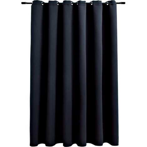 INLIFE Rideau occultant avec anneaux en métal Noir 290x245 cm (1/4)