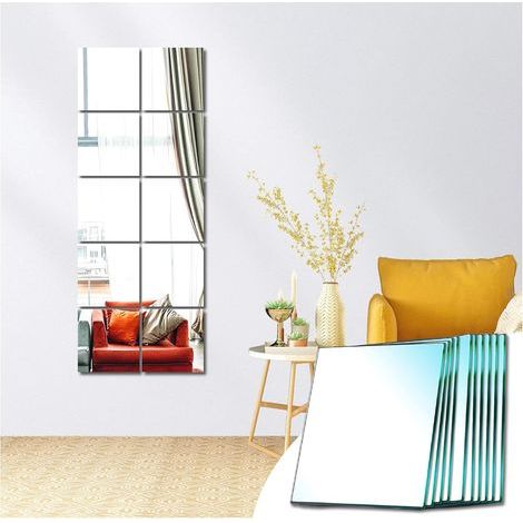GENERIC-10pcs Miroir Autocollant Mural 15x15cm Miroir Adhésif Décoratif Amovible Miroir Carré Argent Rectangulaire Flexible Sticker Miroir Adhésif Carré Pour Salle De Bain Décoration Intérieur Cuisine (1/5)
