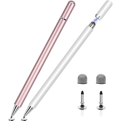 Stylets pour iPad (lot de 2), stylets disque 2 en 1 pour écrans tactiles, stylet capacitif avec capuchon magnétique, compatibles avec iPad, iPhone Pro, Android et Chromebook. (1/5)