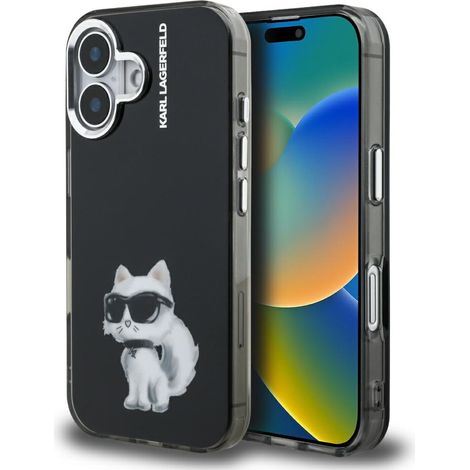 Karl Lagerfeld IML Aquarelle Choupette & Logo Hülle für iPhone 16 Schwarz (1/5)