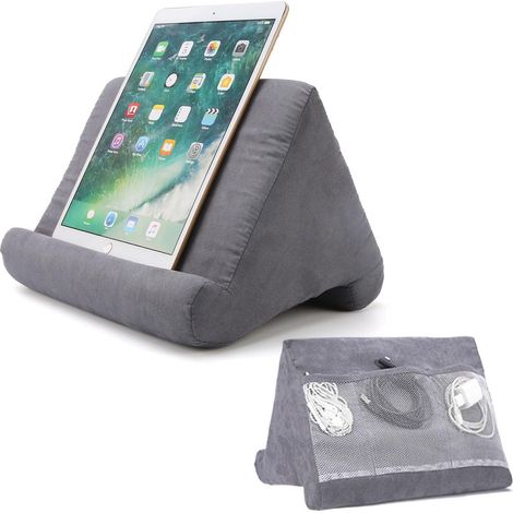 Cojín para soporte de tableta, cómodo cojín de lectura, base triangular para soporte de tableta - ergonómica - ángulo ajustable (1/3)