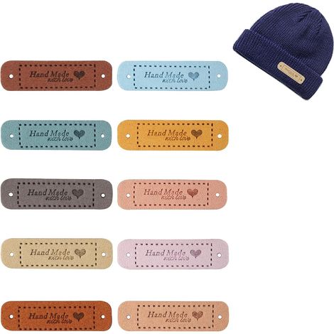 60 etichette da cucire fatte a mano, etichette tessute, etichette in similpelle fatte a mano con simbolo d'amore, accessori di abbellimento fai da te per borse in denim (1/4)