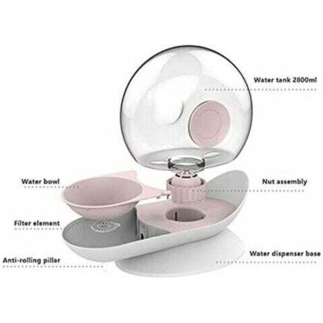 NALOOKAMIC  Fontaine à eau automatique pour chat - 2,8 l - Distributeur d'eau pour animaux de compagnie - Grand bol à boire - Sans électricité (30,4 cm x 15,5 cm x 24 cm) - Gris,TRIMEC