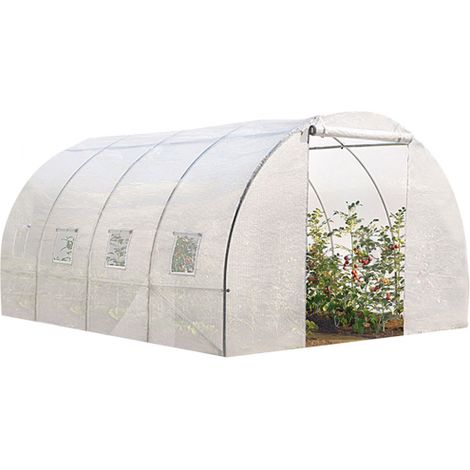 Serre tunnel de jardin IDMARKET ZEBRA - 12M² - Blanche - Gamme maraîchère - 4x3M