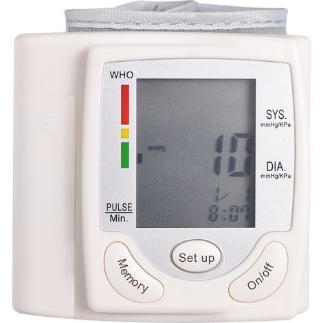 Tensiomètre numérique LCD au poignet, mesure de la fréquence cardiaque et du pouls (1/5)