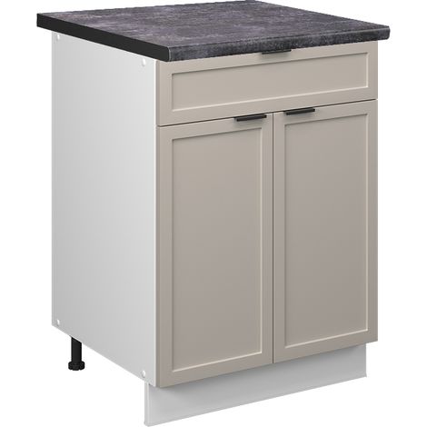 Mobiletto base per cucina Fame-Line, GrigioBeige, 60 cm con cassetto, PL Antracite, Vicco