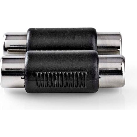 Adaptador de audio estéreo 2x RCA Hona 2x RCA Hona Níquel plateado Rak ABS Negro 1º. Cerrar (1/4)