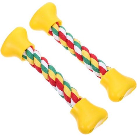 Set mit 2 knochenförmigen Hundespielzeugen aus Baumwollseil, Zahnspange, Zahnreinigungsspielzeug (1/5)