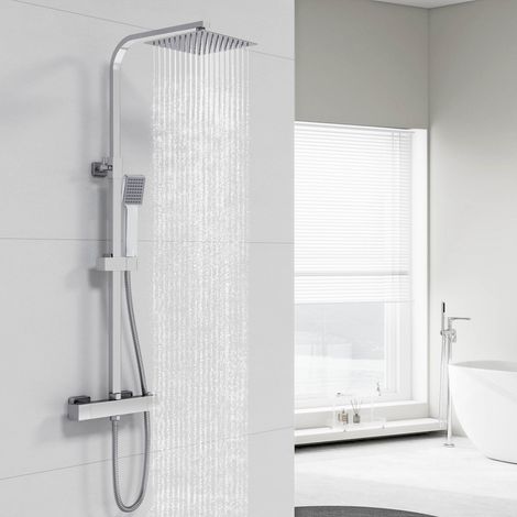 Acezanble Colonne de Douche Thermostatique Ensemble de Douche Corps en Laiton Hauteur Réglable Système de Douche Chromé