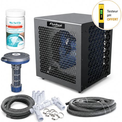Pack Pompe à chaleur piscine 6 kW full inverter Mini 6 Fluidheat+By pass+3 mètres tuyau+Chlore 5 fonctions Bayrol+Diffuseur