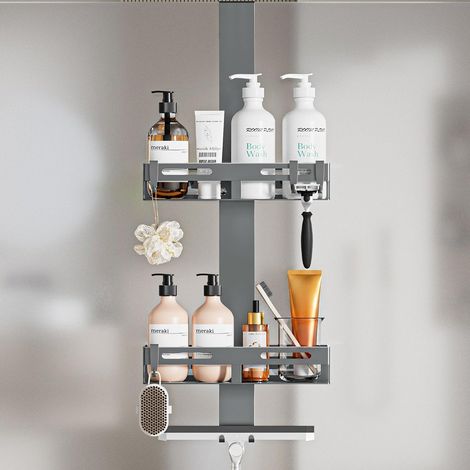 Étagère de Douche à Suspendre, Rangement Douche Suspendu 60cm Gris (1/5)