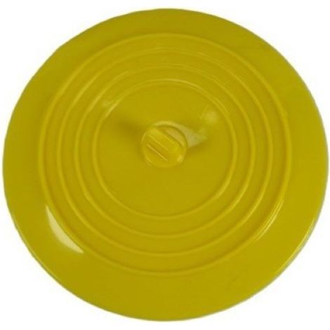 Lot de 3 bouchons de baignoire et d'évier, 15 cm, pour salle de bain et cuisine - ventouses en silicone, jaune (1/5)