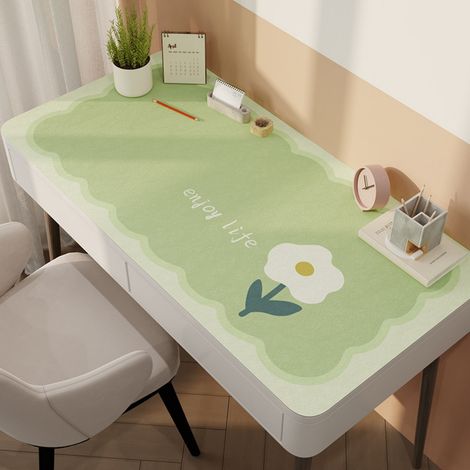 Motif floral vert crème, 4060CM, cuir. Tapis de table basse miniature à motif floral, imperméable et résistant à l'huile, découpable, protège-yeux, tapis de table en cuir lavable et facile à nettoyer (1/4)