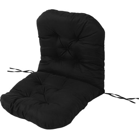 GARRYFIZH Coussin de fauteuil à bascule noir, résistant au soleil et à la pluie, épais et capitonné, avec attaches, pour intérieur et extérieur.