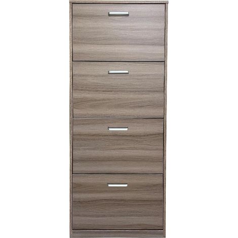 Mobile Scarpiera Salvaspazio in Legno 4 Ante Marrone 60 x 24 x 150 cm (1/2)