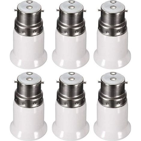 Douille Adaptateur B22 vers E27 pour Ampoule LED, AC 230V, Adaptateurs de Conversion pour Passer de B22 à E27, Douille Baïonnette à Visser, lot de 6 - RWAdaptateur de culot d'ampoule..