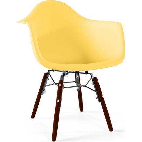 Sedia per bambini - Design scandinavo - Gambe in legno scuro - Nordika Giallo