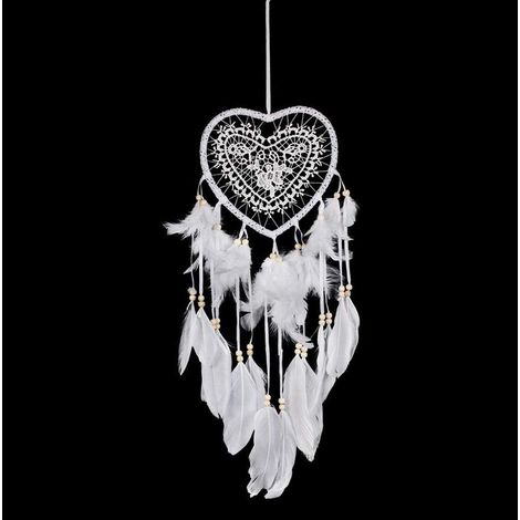 Elkuaie Tapisserie murale en macramé Attrape-rêves – Attrape-rêves fait à la main – Veilleuse LED – 1 pièce – Salon Chambre Blanc (1/5)