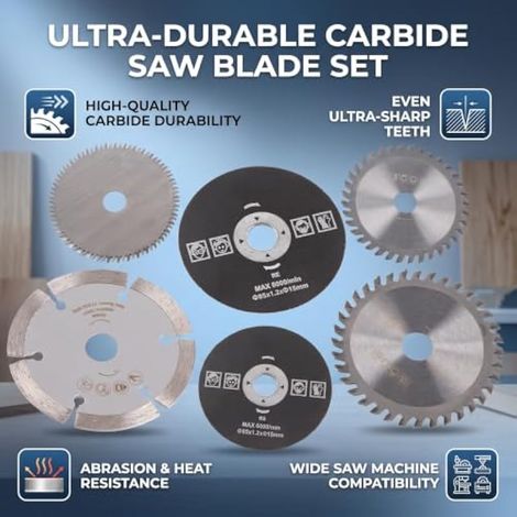 5 Pi¨¨ces 85mm Lame de Scie Circulaire Diam¨¨tre Int¨rieur 15mm Mini Lame de Scie Circulaire en Carbure pour Outil de Coupe (1/4)