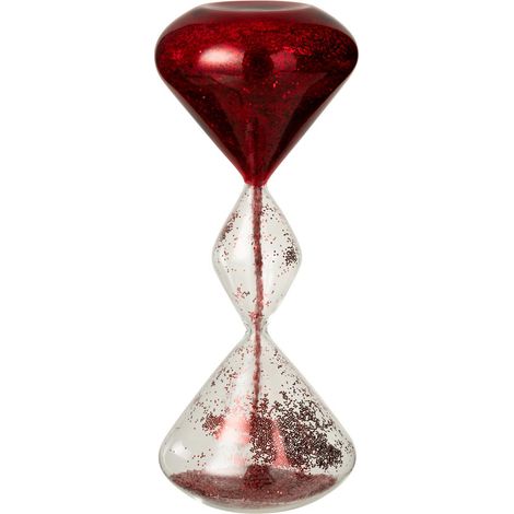Sablier Déco en Verre "Paillettes" 27cm Rouge (1/3)