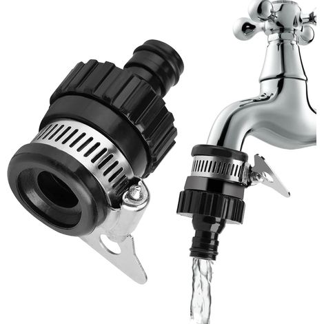 Adaptateur de robinet universel, raccord pour tuyau d'arrosage de jardin avec poignée en métal, raccord en caoutchouc pour robinets de cuisine, machines à laver et équipements de jardin (1/5)