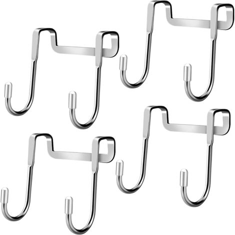 4 Pcs Crochets de Rangement S-shaped Acier Inoxydable pour Porte de Bain ou Armoire la Cuisine, sans Perçage, Bords Lisses, Utilisation Salle de Bain (1/5)
