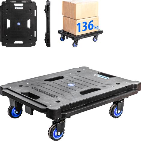 Carro plegable, Carro con ruedas, Mover muebles, 4 ruedas 360°, Carga maxi. 136kg, 5 años de garantía, Hostrom